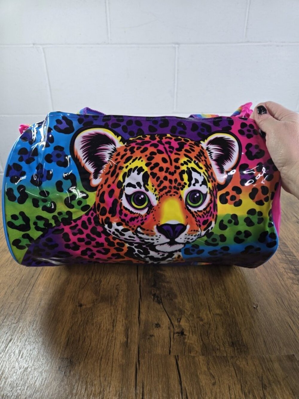 vtg 90s Lisa Frank Rainbow Straps Hunter Cheetah Purple Duffle Bag RARE